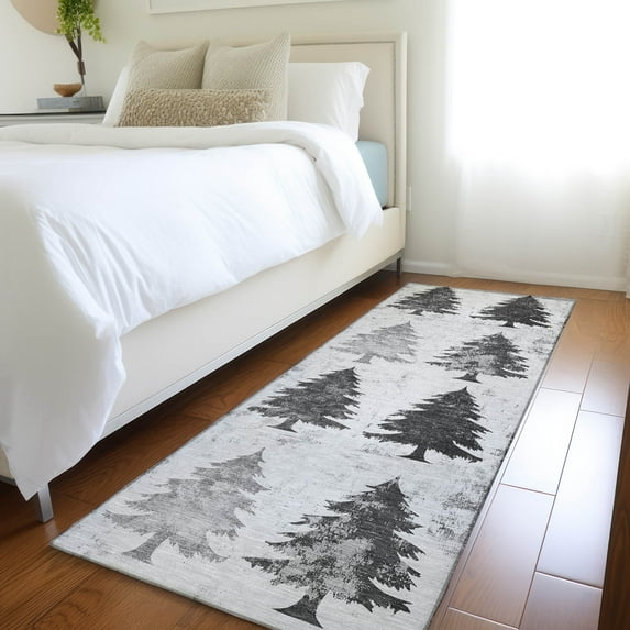 Addison Rugs Chantille Indoor/Outdoor Transitional Holiday Christmas Tree Gray Machine Washable Runner Rug, 2'3" x 7'6"