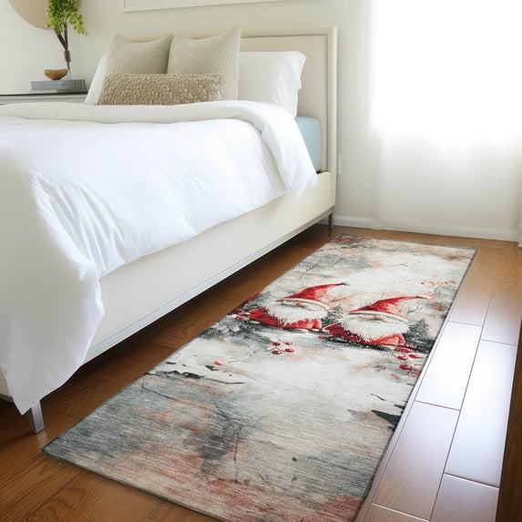 Addison Rugs Chantille Indoor/Outdoor Transitional Holiday Gnome Ivory Machine Washable Runner Rug, 2'3" x 7'6"