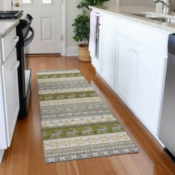 Addison Rugs Chantille Indoor/Outdoor Transitional Holiday Gray Machine Washable Runner Rug, 2'3" x 7'6"
