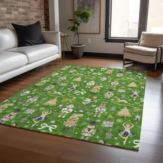 Addison Rugs Chantille Indoor/Outdoor Transitional Holiday Green Machine Washable Rectangle Rug, 3' x 5'