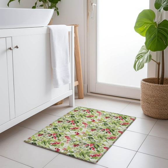 Addison Rugs Chantille Indoor/Outdoor Transitional Holiday Holly Aloe Machine Washable Rectangle Rug, 1'8" x 2'6"