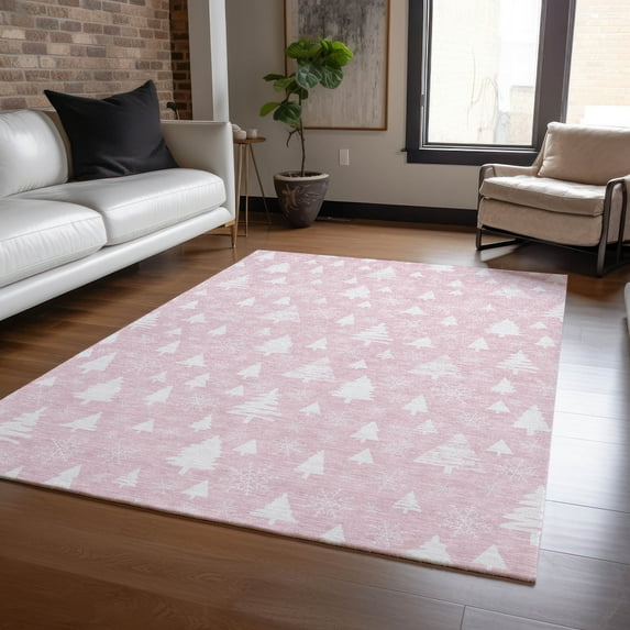 Addison Rugs Chantille Indoor/Outdoor Transitional Holiday Pink Machine Washable Rectangle Rug, 5' x 7'6"