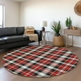thumbnail image 1 of Addison Rugs Chantille Indoor/Outdoor Transitional Holiday Plaid Black Machine Washable Round Rug, 8' x 8', 1 of 7