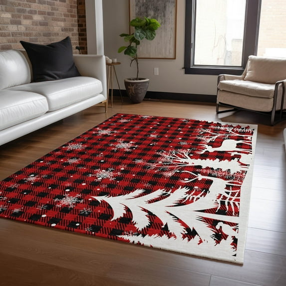 Addison Rugs Chantille Indoor/Outdoor Transitional Holiday Red Machine Washable Rectangle Rug, 3' x 5'