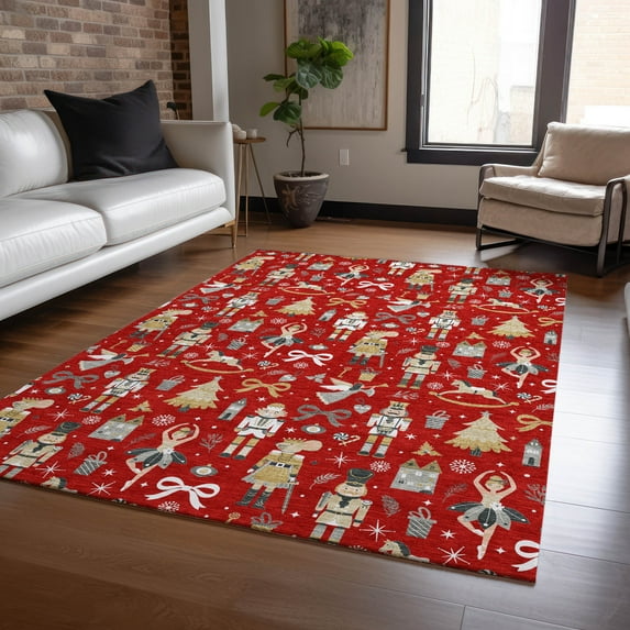 Addison Rugs Chantille Indoor/Outdoor Transitional Holiday Red Machine Washable Rectangle Rug, 8' x 10'