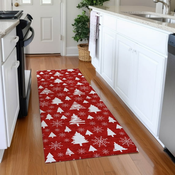Addison Rugs Chantille Indoor/Outdoor Transitional Holiday Red Machine Washable Runner Rug, 2'3" x 7'6"