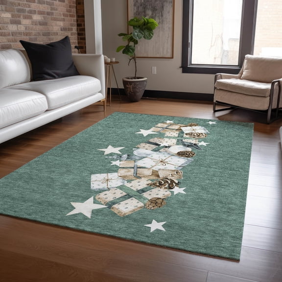 Addison Rugs Chantille Indoor/Outdoor Transitional Holiday Seafoam Machine Washable Rectangle Rug, 2'6" x 3'10"