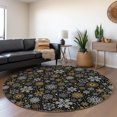 thumbnail image 1 of Addison Rugs Chantille Indoor/Outdoor Transitional Holiday Snowflake Black Machine Washable Round Rug, 8' x 8', 1 of 7