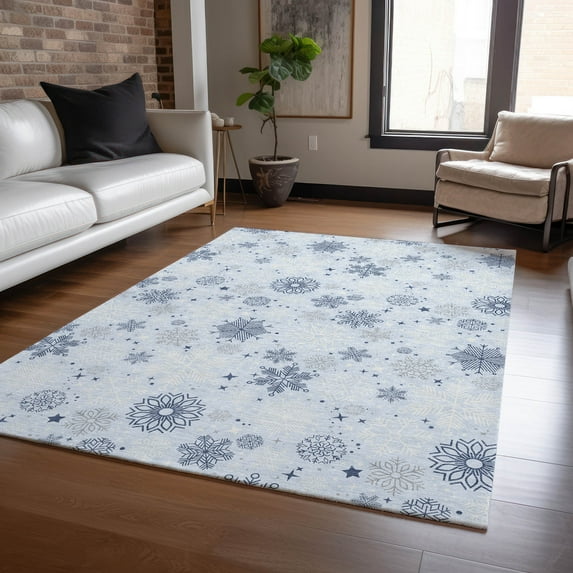 Addison Rugs Chantille Indoor/Outdoor Transitional Holiday Snowflake Sky Machine Washable Rectangle Rug, 5' x 7'6"