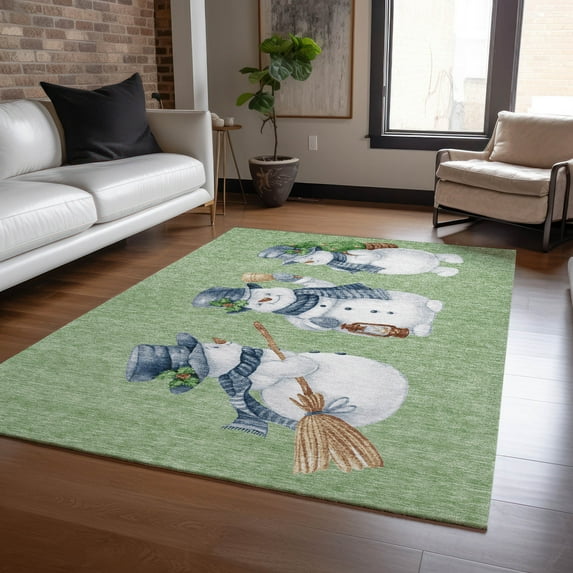 Addison Rugs Chantille Indoor/Outdoor Transitional Holiday Snowman Aloe Machine Washable Rectangle Rug, 3' x 5'