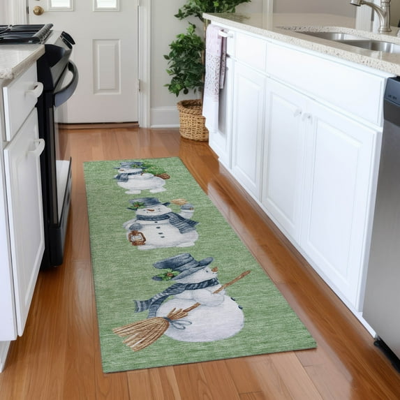 Addison Rugs Chantille Indoor/Outdoor Transitional Holiday Snowman Aloe Machine Washable Runner Rug, 2'3" x 7'6"