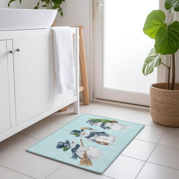 Addison Rugs Chantille Indoor/Outdoor Transitional Holiday Snowman Sky Machine Washable Rectangle Rug, 1'8" x 2'6"