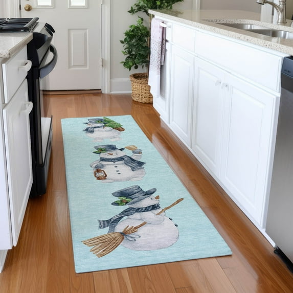 Addison Rugs Chantille Indoor/Outdoor Transitional Holiday Snowman Sky Machine Washable Runner Rug, 2'3" x 7'6"
