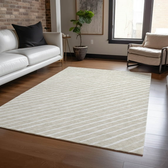 Addison Rugs Chantille Indoor/Outdoor Transitional Holiday Stripe Beige Machine Washable Rectangle Rug, 10' x 14'