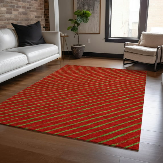 Addison Rugs Chantille Indoor/Outdoor Transitional Holiday Stripe Merlot Machine Washable Rectangle Rug, 10' x 14'