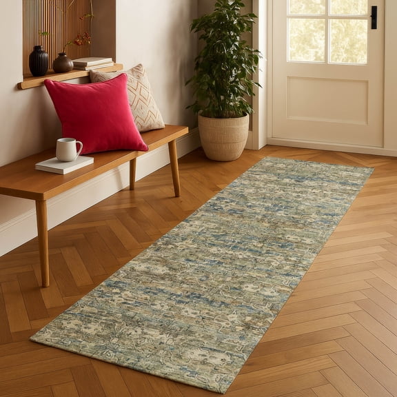 Addison Rugs Chantille Indoor/Outdoor Transitional Ikat Aloe Machine Washable Runner Rug, 2'3" x 7'6"