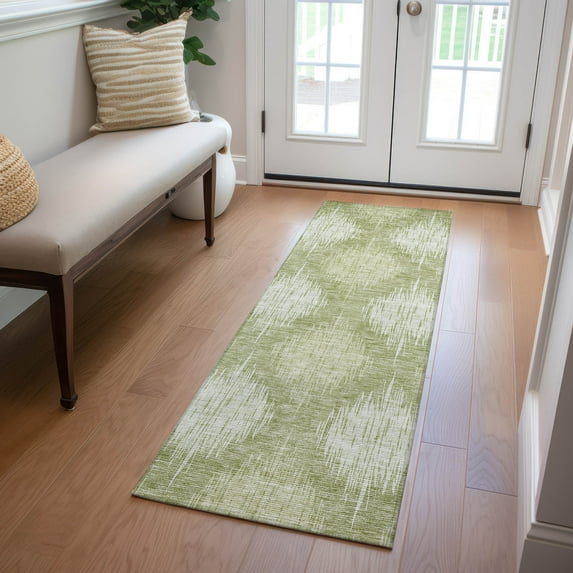 Addison Rugs Chantille Indoor/Outdoor Transitional Ikat Aloe Washable Runner Rug, 2'3" x 7'6"