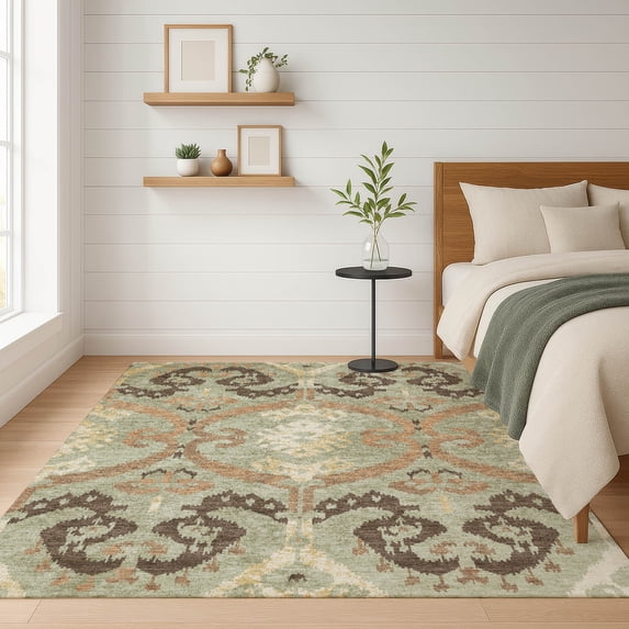 Addison Rugs Chantille Indoor/Outdoor Transitional Ikat Celery Machine Washable Rectangle Rug, 3' x 5'