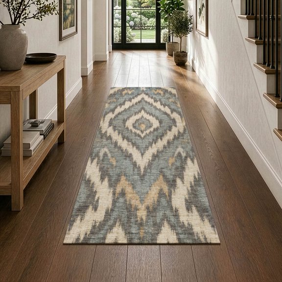 Addison Rugs Chantille Indoor/Outdoor Transitional Ikat Graphite Machine Washable Runner Rug, 2'3" x 7'6"