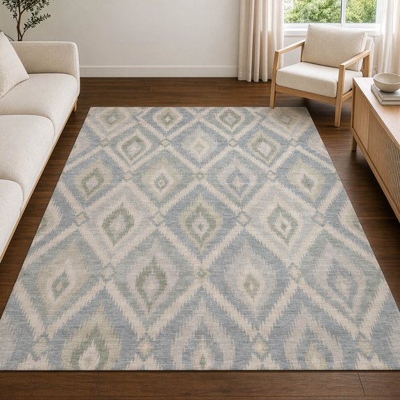 Addison Rugs Chantille Indoor/Outdoor Transitional Ikat Gray Machine Washable Rectangle Rug, 5' x 7'6"