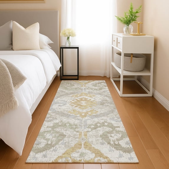 Addison Rugs Chantille Indoor/Outdoor Transitional Ikat Ivory Machine Washable Runner Rug, 2'3" x 7'6"