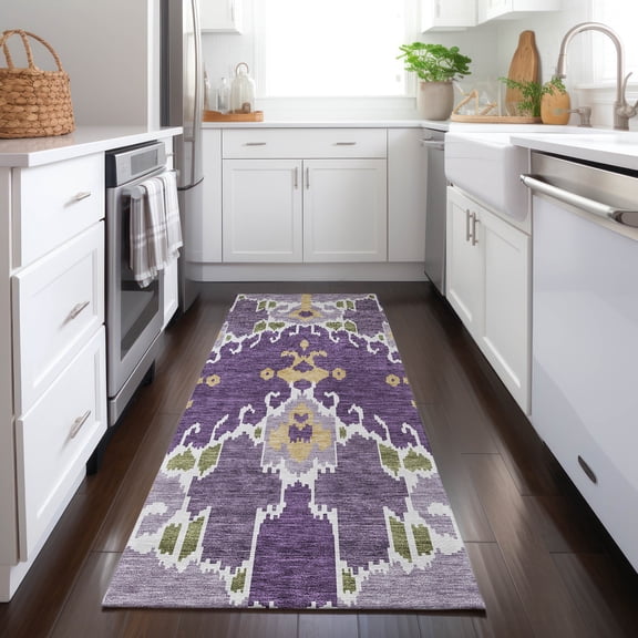 Addison Rugs Chantille Indoor/Outdoor Transitional Ikat Purple Washable Runner Rug, 2'3" x 7'6"