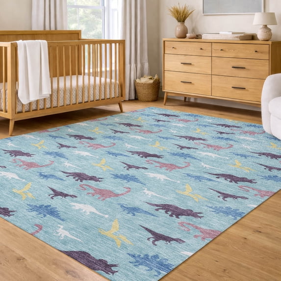 Addison Rugs Chantille Indoor/Outdoor Transitional Kids Aqua Machine Washable Rectangle Rug, 10' x 14'