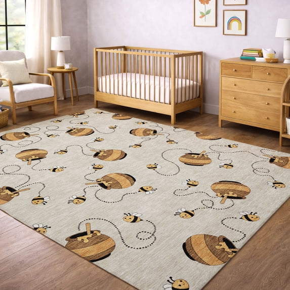 Addison Rugs Chantille Indoor/Outdoor Transitional Kids Beige Machine Washable Rectangle Rug, 10' x 14'