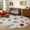 thumbnail image 1 of Addison Rugs Chantille Indoor/Outdoor Transitional Kids Beige Machine Washable Round Rug, 8' x 8', 1 of 6