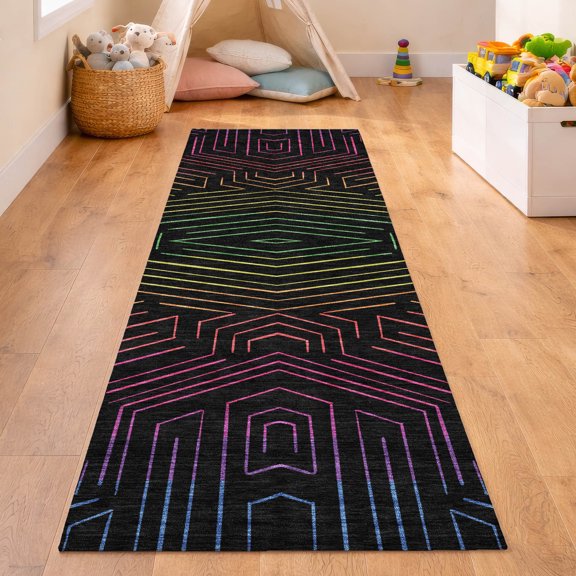 Addison Rugs Chantille Indoor/Outdoor Transitional Kids Black Machine Washable Runner Rug, 2'3" x 7'6"