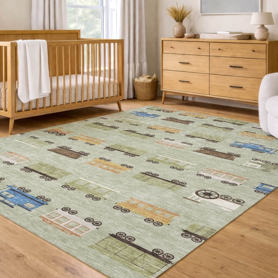 Addison Rugs Chantille Indoor/Outdoor Transitional Kids Celery Machine Washable Rectangle Rug, 8' x 10'