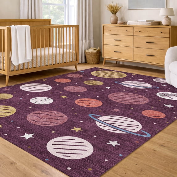 Addison Rugs Chantille Indoor/Outdoor Transitional Kids Eggplant Machine Washable Rectangle Rug, 9' x 12'