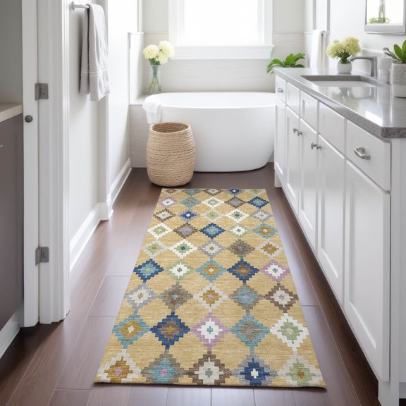 Addison Rugs Chantille Indoor/Outdoor Transitional Kids Gold Machine Washable Runner Rug, 2'3" x 7'6"