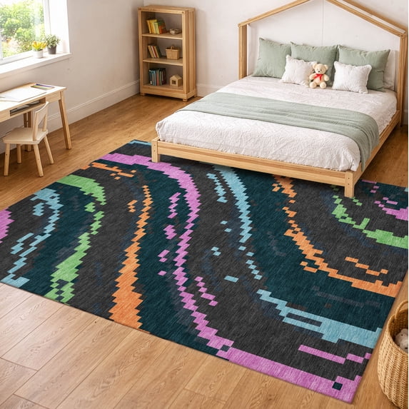 Addison Rugs Chantille Indoor/Outdoor Transitional Kids Graphite Machine Washable Rectangle Rug, 10' x 14'