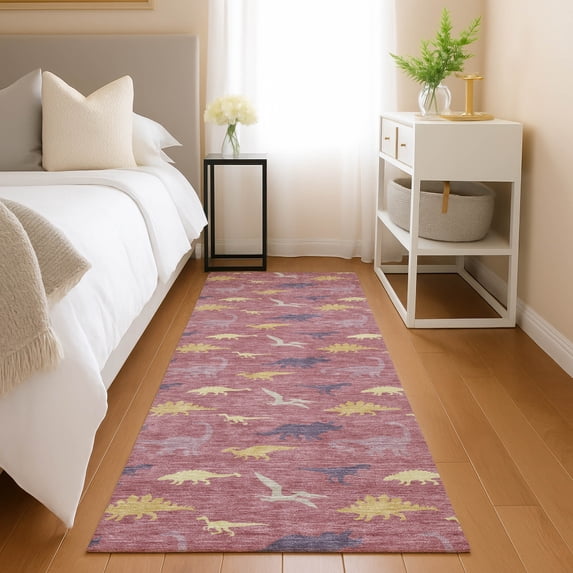 Addison Rugs Chantille Indoor/Outdoor Transitional Kids Mauve Machine Washable Runner Rug, 2'3" x 7'6"