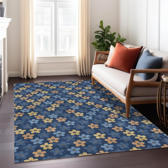 Addison Rugs Chantille Indoor/Outdoor Transitional Kids Navy Machine Washable Rectangle Rug, 10' x 14'