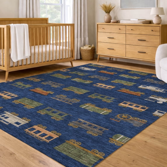 Addison Rugs Chantille Indoor/Outdoor Transitional Kids Navy Machine Washable Rectangle Rug, 3' x 5'