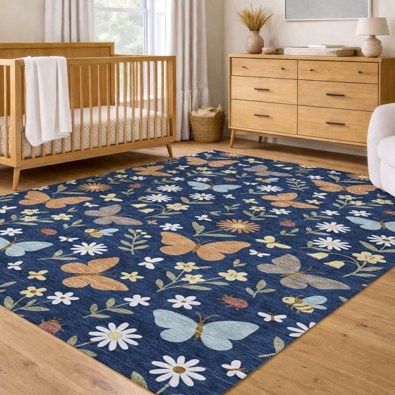 Addison Rugs Chantille Indoor/Outdoor Transitional Kids Navy Machine Washable Rectangle Rug, 3' x 5'