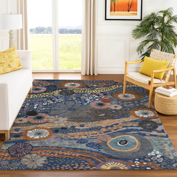 Addison Rugs Chantille Indoor/Outdoor Transitional Kids Navy Machine Washable Rectangle Rug, 8' x 10'