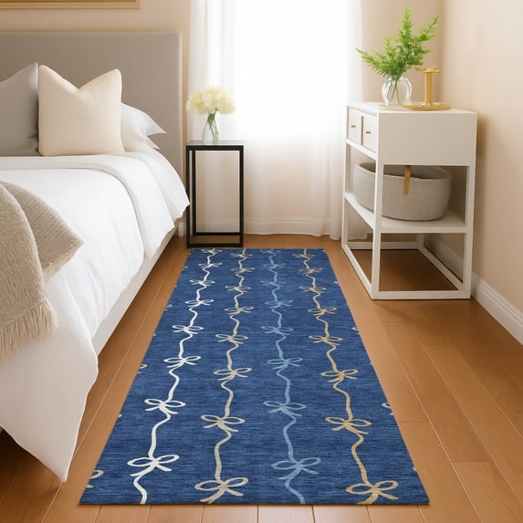 Addison Rugs Chantille Indoor/Outdoor Transitional Kids Navy Machine Washable Runner Rug, 2'3" x 7'6"