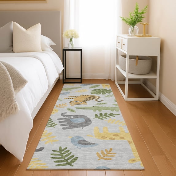 Addison Rugs Chantille Indoor/Outdoor Transitional Kids Silver Machine Washable Runner Rug, 2'3" x 7'6"