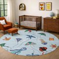 thumbnail image 1 of Addison Rugs Chantille Indoor/Outdoor Transitional Kids Sky Machine Washable Round Rug, 8' x 8', 1 of 7