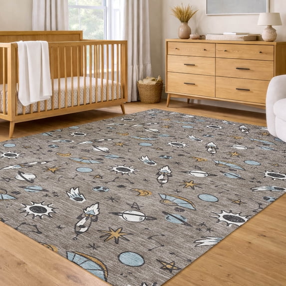 Addison Rugs Chantille Indoor/Outdoor Transitional Kids Taupe Machine Washable Rectangle Rug, 3' x 5'