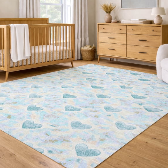 Addison Rugs Chantille Indoor/Outdoor Transitional Kids Teal Machine Washable Rectangle Rug, 3' x 5'