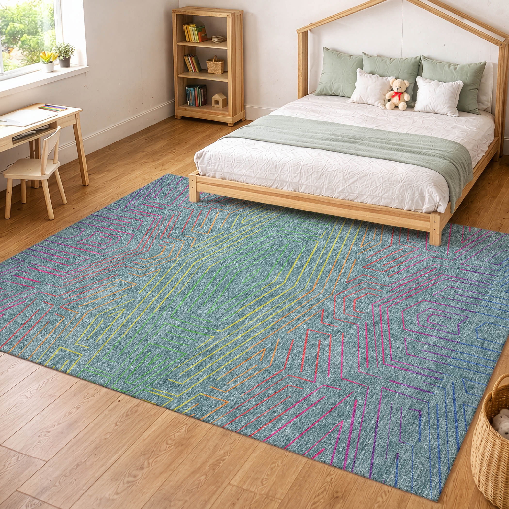 Addison Rugs Chantille Indoor/Outdoor Transitional Kids Teal Machine ...