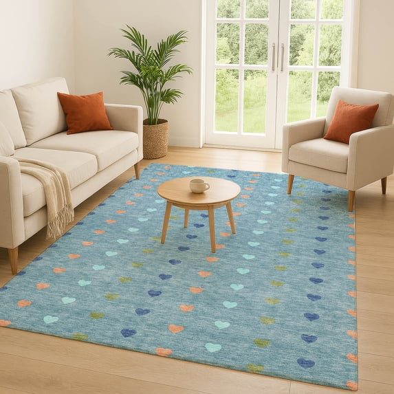 Addison Rugs Chantille Indoor/Outdoor Transitional Kids Teal Machine Washable Rectangle Rug, 5' x 7'6"