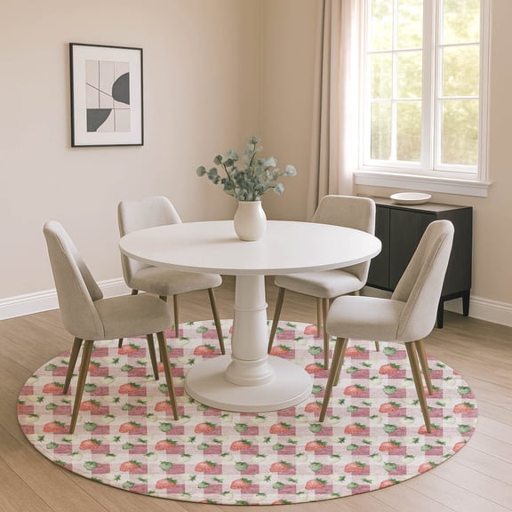 Addison Rugs Chantille Indoor/Outdoor Transitional Kitchen Blush Machine Washable Round Rug, 8' x 8'