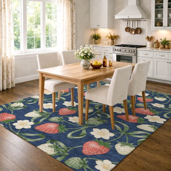 Addison Rugs Chantille Indoor/Outdoor Transitional Kitchen Navy Machine Washable Rectangle Rug, 10' x 14'