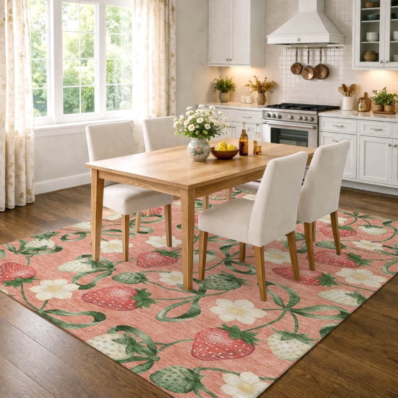 Addison Rugs Chantille Indoor/Outdoor Transitional Kitchen Salmon Machine Washable Rectangle Rug, 3' x 5'