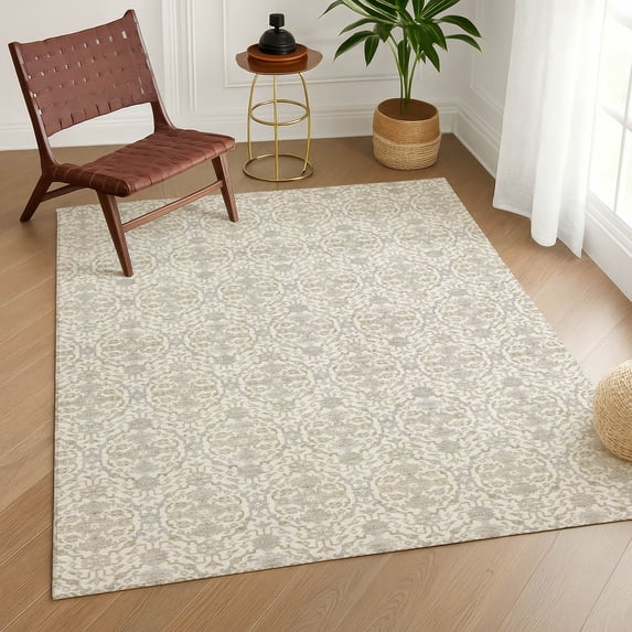 Addison Rugs Chantille Indoor/Outdoor Transitional Lattice Ivory Machine Washable Rectangle Rug, 5' x 7'6"
